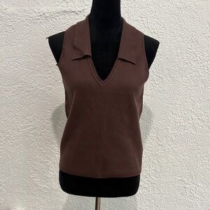 Preppy Collar Chocolate Brown Top